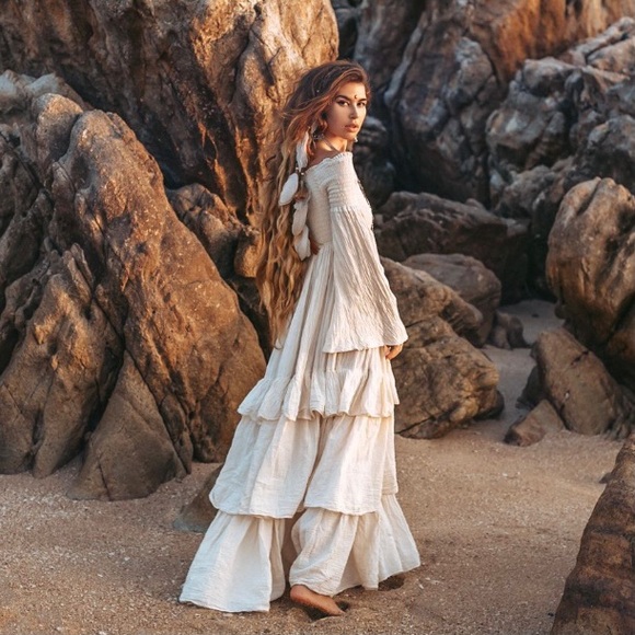 Lucia Off-Shoulder Boho Wedding Festive Maxi Dress - Picture 2 of 9